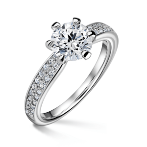 Florence Side Stones | Zásnubní prsten se středovým kamenem 1.000ct, bílé zlato, s diamanty 56
