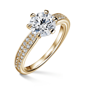 Florence Side Stones | Zásnubní prsten se středovým kamenem 1.310ct, žluté zlato, s diamanty 61