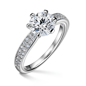 Florence Side Stones | Zásnubní prsten se středovým kamenem 1.310ct, bílé zlato, s diamanty 63