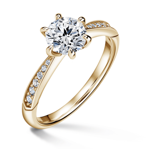 Minerva Side Stones | Zásnubní prsten se středovým kamenem 1.000ct, žluté zlato, s diamanty 51