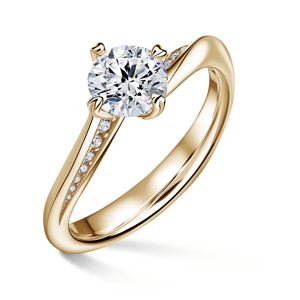 Freya Side Stones | Zásnubní prsten se středovým kamenem 1.000ct, žluté zlato, s diamanty 60