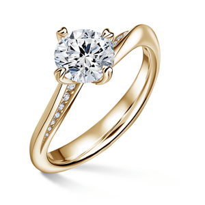 Freya Side Stones | Zásnubní prsten se středovým kamenem 1.310ct, žluté zlato, s diamanty 61