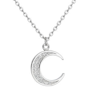 Stříbrný náhrdelník se zirkonem bílý půlměsíc 12028.1