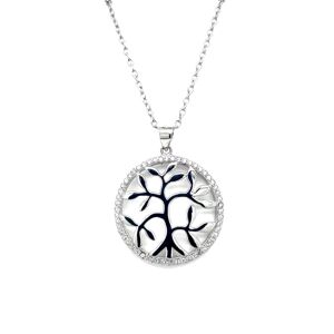 Stříbrný náhrdelník se zirkony strom života 12033.1 crystal