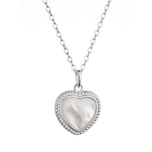 Stříbrný náhrdelník srdce s perleťovým zirkonem 12058.1