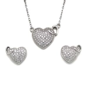 Sada šperků se zirkony náušnice a přívěsek dvě srdce bílá 19002.1 crystal