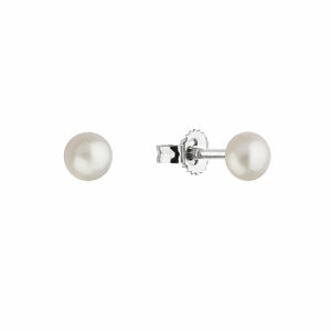 Stříbrné drobné náušnice pecky s bílou říční perlou 21063.1