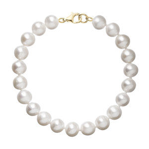 Perlový náramek bílý z pravých říčních perel se zlatým 14 karátovým zapínáním 923003.1