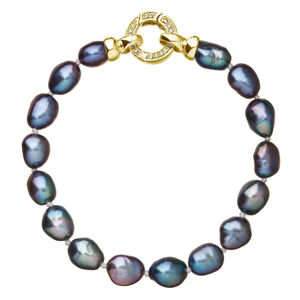 Perlový náramek z pravých říčních perel modrý 23011.3 peacock