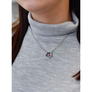 Stříbrný náhrdelník s krystaly Swarovski mix barev kulatý 32034.4 galaxy