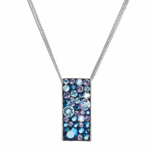 Stříbrný náhrdelník se Swarovski krystaly modrý obdélník 32074.3 blue style