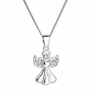 Stříbrný náhrdelník anděl se Swarovski krystaly bílý 32077.1