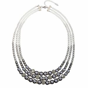 Perlový náhrdelník šedý s Preciosa krystaly 32010.3