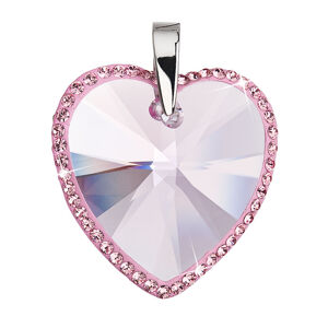 Stříbrný přívěsek s krystaly Swarovski růžové srdce 34138.3