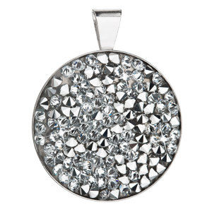 Stříbrný přívěsek s krystaly Swarovski šedý kulatý 34157.5