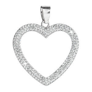 Stříbrný přívěsek s krystaly Swarovski bílé srdce 34092.1