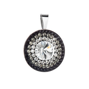 Stříbrný přívěsek s krystaly Swarovski bílá-černé kulatý-rivoli 34207.3