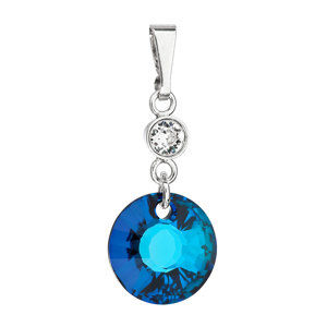 Stříbrný přívěsek s krystaly Swarovski modrý kulatý 34216.5