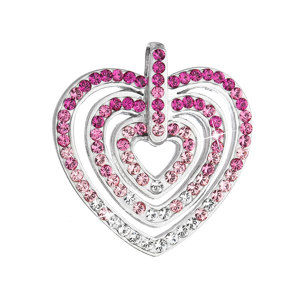 Stříbrný přívěsek s krystaly Swarovski růžové srdce 34152.3