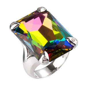 Stříbrný prsten s krystaly zelený 35804.5