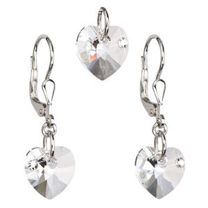 Sada šperků s krystaly Swarovski náušnice a přívěsek bílé srdce 39093.1