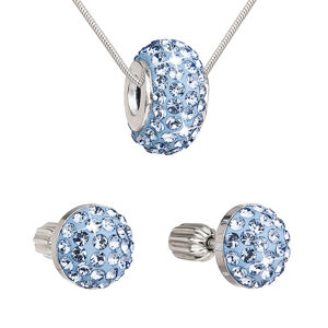 Sada šperků s krystaly náušnice a přívěsek modré kulaté 39200.3