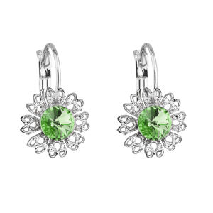 Náušnice bižuterie se Swarovski krystaly zelená kytička 51041.3