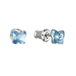 Náušnice bižuterie se Swarovski krystaly modrý motýl 51049.3 aqua