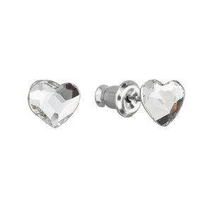 Náušnice bižuterie se Swarovski krystaly bílá srdce 51050.1