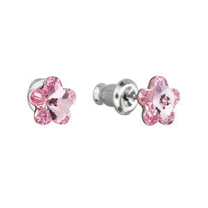 Náušnice bižuterie se Swarovski krystaly růžová kytička 51051.3 rose