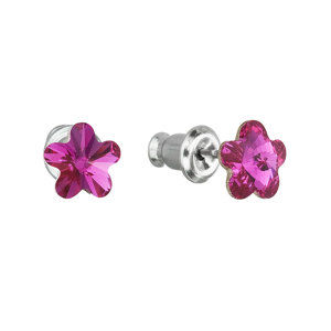 Náušnice bižuterie se Swarovski krystaly růžová kytička 51051.3 fuchsia