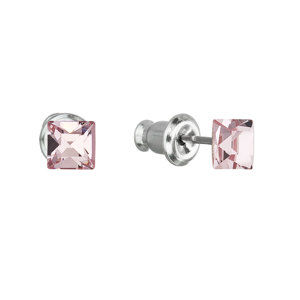 Náušnice bižuterie se Swarovski krystaly růžová čtverec 51052.3 light rose