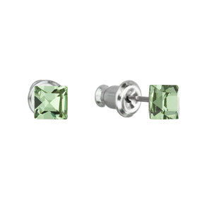 Náušnice bižuterie se Swarovski krystaly zelená čtverec 51052.3