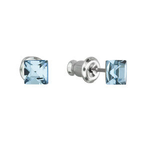 Náušnice bižuterie se Swarovski krystaly modrá čtverec 51052.3