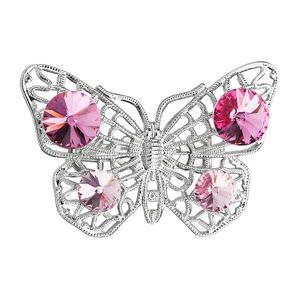 Brož bižuterie se Swarovski krystaly růžový motýl 58002.3