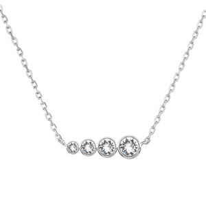 Stříbrný náhrdelník s řetízkem a bílými krystaly 72038