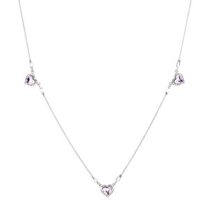 Stříbrný náhrdelník s krystaly Swarovski růžové srdce 72060.3
