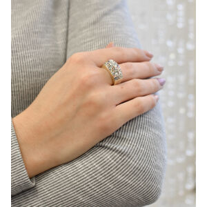 Stříbrný prsten s krystaly Swarovski mix barev zlatý 75012.3