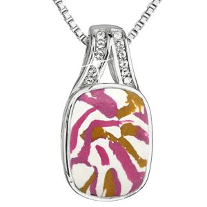 Stříbrný náhrdelník růžovobílý mramor s krystaly 72064.1