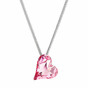 Stříbrný náhrdelník krystal srdce růžové 72071.3 rose