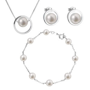 Sada stříbrných šperků s bílou říční perlou AG SADA 1