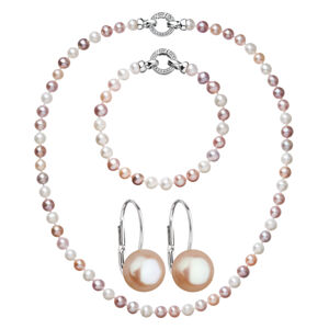 Sada stříbrných šperků z barevných říčních perel AG SADA 2