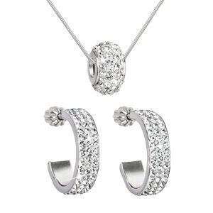 Sada stříbrných šperků náušnice a náhrdelník bílá kulatá AG SADA 3