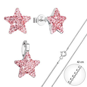 Sada stříbrných šperků náušnice a náhrdelník růžové hvězdičky AG SADA 5