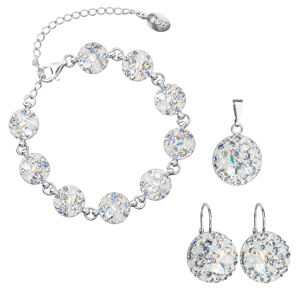 Sada stříbrných šperků náušnice přívěsek a náramek kulatá modrá AG SADA 10 lt. sapphire