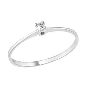 Stříbrný prsten s jedním jemným zirkonem bílý 885008.1