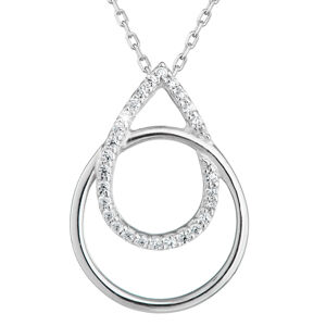 Stříbrný náhrdelník se zirkony kapka bílý 882003.1