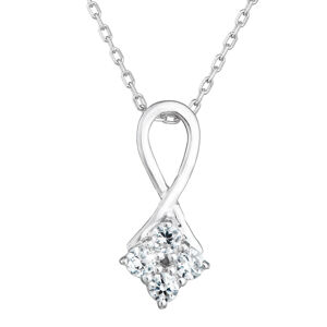 Stříbrný náhrdelník se zirkony bílý 882007.1