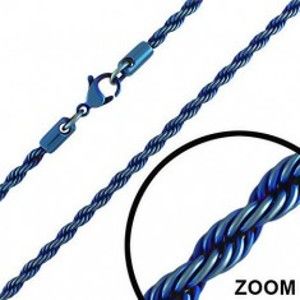 Anodizovaný ocelový řetízek - keltské lano v tmavomodré barvě Y39.6