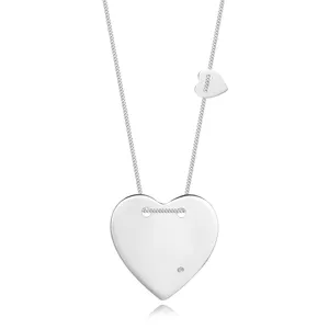 Briliantový náhrdelník ze stříbra 925 - dvě propletená srdce, kulatý diamant